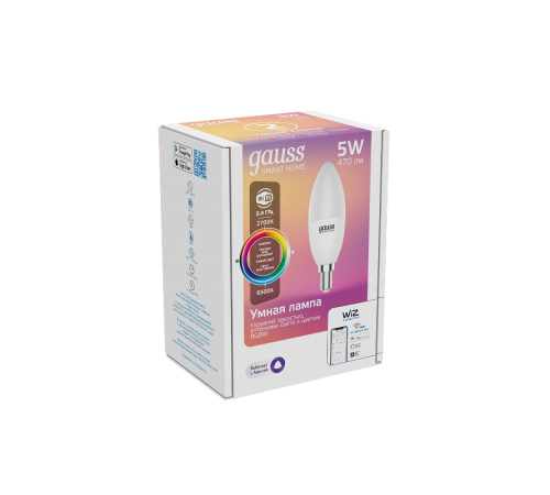 Лампа светодиодная Smart Home RGBW E14 C37 5 Вт 2700-6500K 1/10/100  1190112  Gauss