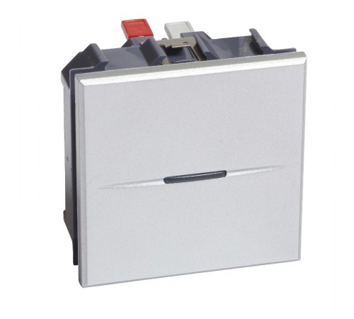 Axolute. Выключатель аксиальный одноклавишный 10А 250В. Автоматические клеммы. 2 модуля. Цвет Алюминий  HC4001M2AN  Legrand