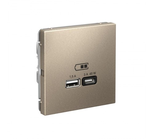 ArtGallery Шампань Розетка USB A + тип-C 45Вт высокоскор.заряд. QC, PD, механизм  GAL000529  SE