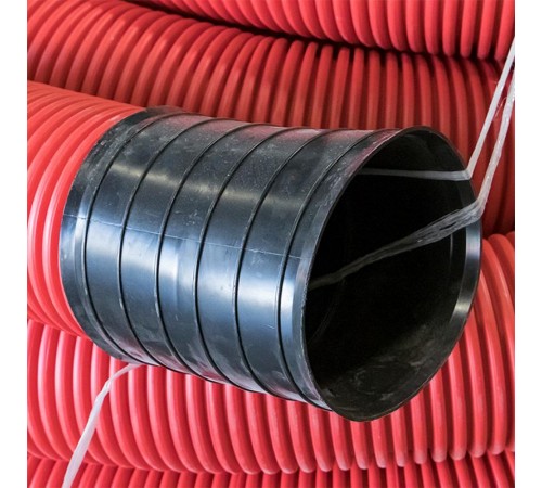 Труба гофрированная двустенная ПНД d 200 с зондом (35 м) красная, PROxima   tg2st-200-35m  EKF