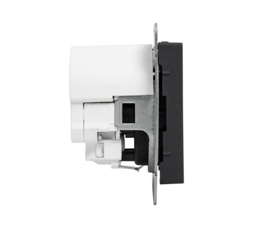 Механизм розетки с USB-A+С - 2шт, 16А, с заземлением, со шторками, чёрный Эпика EKF  UP1-SOB-111-USBA+USBC  EKF