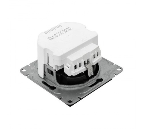 Механизм розетки с USB-A+С - 2шт, 16А, с заземлением, со шторками, чёрный Эпика EKF  UP1-SOB-111-USBA+USBC  EKF