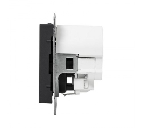 Механизм розетки с USB-A+С - 2шт, 16А, с заземлением, со шторками, чёрный Эпика EKF  UP1-SOB-111-USBA+USBC  EKF