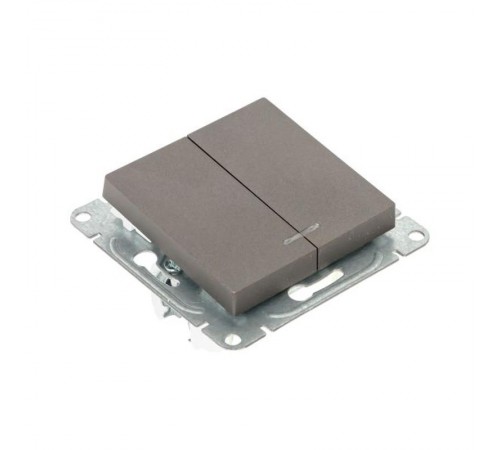 Механизм выключателя, двухклавишный, с подсветкой, мокко Эпика  UP1-SWM-24 EKF