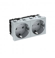 Розетка двойная 0° с з/к, 250 В, 16A (серебристый) (STD-D0 AL2)  6120032  OBO Bettermann