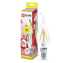 Лампа светодиодная LED-СВЕЧА НА ВЕТРУ-deco 7Вт 230В Е14 3000К 630Лм прозр  4690612007663  IN HOME