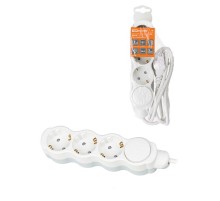 Удлинитель бытовой "Люкс" УЛ03В выкл, 3 гнезда, 7м, с/з, с з/ш, ПВС 3х1мм2 16А/250В бело-серый  SQ1303-0180  TDM