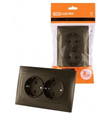 Розетка двойная 2П+З 16А 250В  бронза "Лама"  SQ1815-0725  TDM