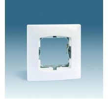 Simon 27 Рамка с суппортом на 1 широкий или 2 узких модуля, без лапок, дюропласт, 85х85мм, белый  27601-65  Simon