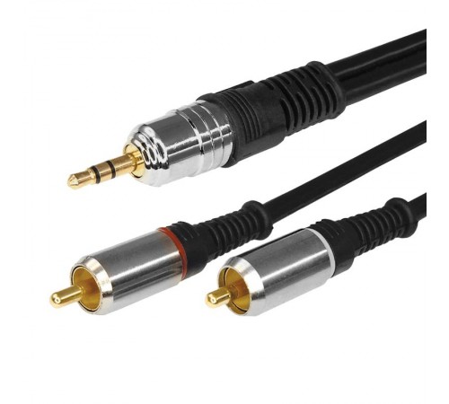 Шнур Стерео 3,5 мм - 2 RCA, длина 3 метра (GOLD-металл)  17-4224  REXANT