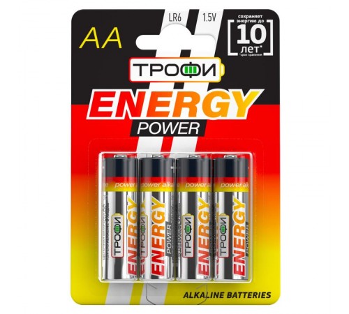 Батарейка щелочная (алкалиновая) LR6-4BL (40/640/20480) (AA)   C0034657  ТРОФИ