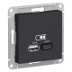AtlasDesign Карбон USB Розетка A+С, 5В/2,4А, 2х5В/1,2 А, механизм  ATN001039  SE