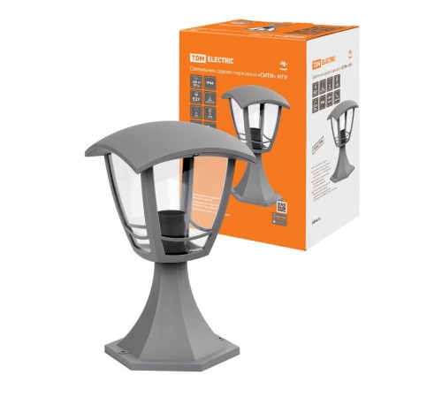 Светильник садово-парковый "СИТИ" НТУ 07-60-001 У1 4-х гранник напольный серый  SQ0330-1323  TDM