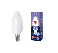 Лампа светодиодная LED-C37-9W/DW/E14/FR/NR LED. "свеча", матовая. Серия Norma. 6500K  UL-00003802  Volpe