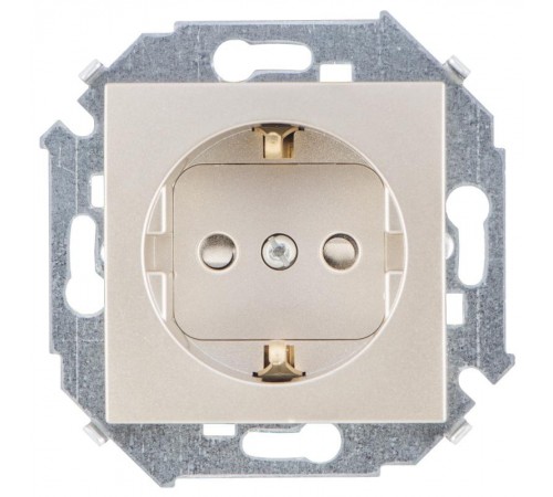Simon 15 Шампань Розетка с/з Schuko со шторками, 16А 250В, винт. зажим  1591443-034  Simon