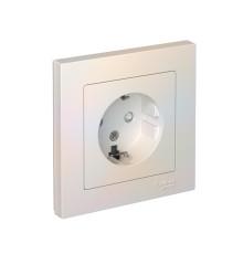 AtlasDesign Жемчуг Розетка с заземлением со шторками, 16А, (в сборе с рамкой)  ATN000444  SE