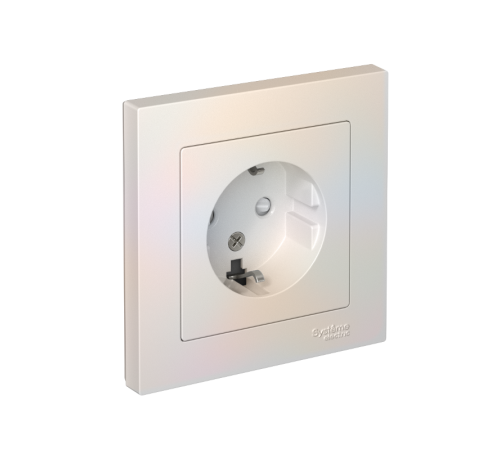 AtlasDesign Жемчуг Розетка с заземлением со шторками, 16А, (в сборе с рамкой)  ATN000444  SE