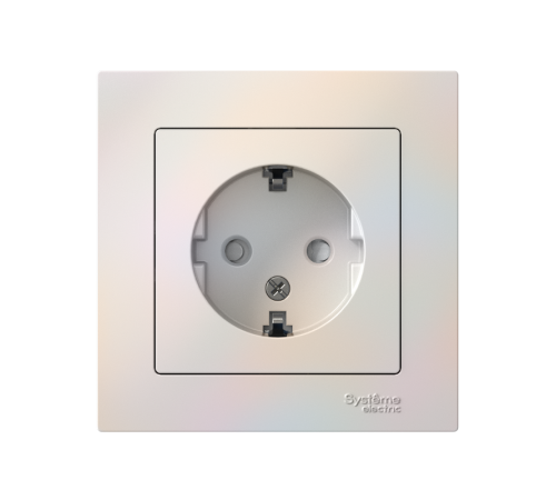 AtlasDesign Жемчуг Розетка с заземлением со шторками, 16А, (в сборе с рамкой)  ATN000444  SE