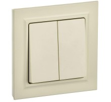 BRITE Выключатель 2-клавишный 10А в сборе ВСР10-2-0-БрКр бежевый  BR-V20-0-10-K10-F  IEK