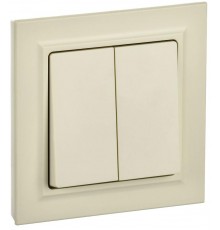 BRITE Выключатель 2-клавишный 10А в сборе ВСР10-2-0-БрКр бежевый  BR-V20-0-10-K10-F  IEK