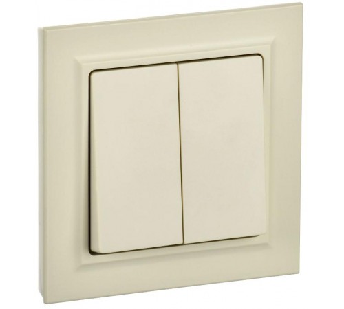 BRITE Выключатель 2-клавишный 10А в сборе ВСР10-2-0-БрКр бежевый  BR-V20-0-10-K10-F  IEK