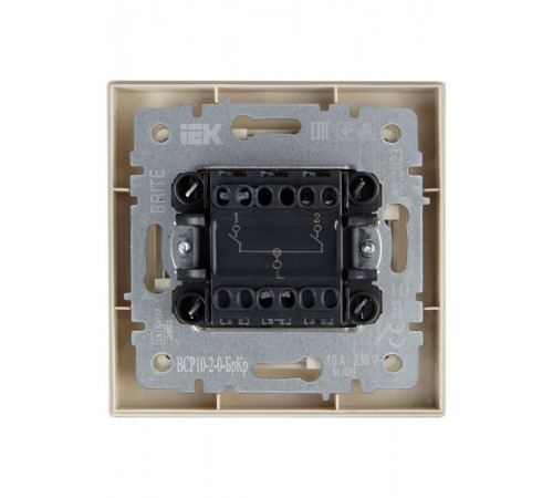 BRITE Выключатель 2-клавишный 10А в сборе ВСР10-2-0-БрКр бежевый  BR-V20-0-10-K10-F  IEK