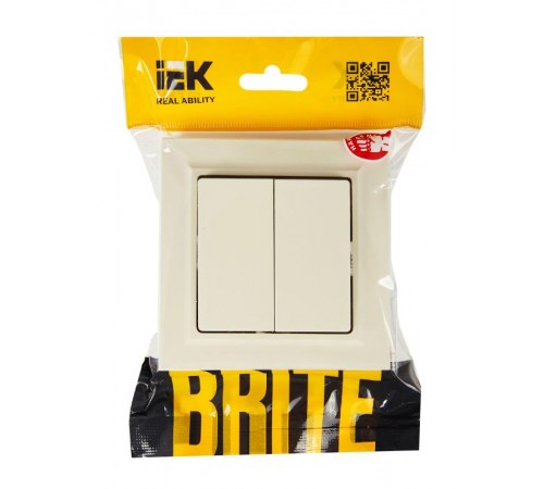 BRITE Выключатель 2-клавишный 10А в сборе ВСР10-2-0-БрКр бежевый  BR-V20-0-10-K10-F  IEK