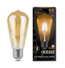 Лампа светодиодная LED 6Вт E27 220В 2400К  102802006  Gauss