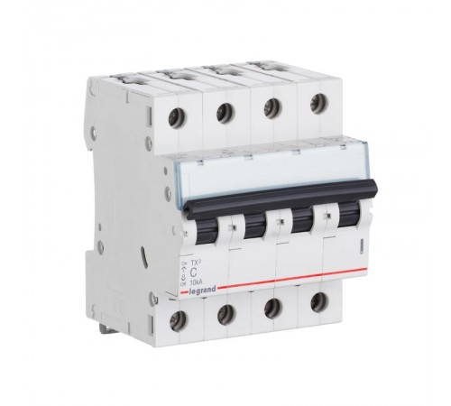 Автоматический выключатель TX 6000 - 10 кА - тип характеристики B - 4П - 400 В~ - 10 А - 4 модуля  403900  Legrand