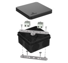 Коробка огнестойкая для о/п двухкомпонентная 60-0210-FR2.5-4 Е15-Е120 RAL9005 80х80х40 (44 шт/кор) черная  60-0210-9005-FR2.5-4  Промрукав