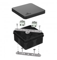 Коробка огнестойкая для о/п двухкомпонентная 60-0210-FR2.5-4 Е15-Е120 RAL9005 80х80х40 (44 шт/кор) черная  60-0210-9005-FR2.5-4  Промрукав