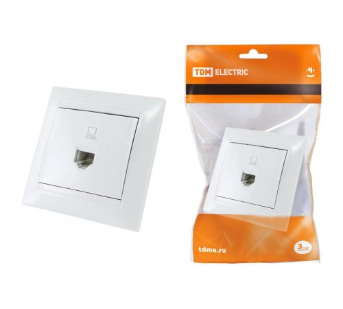 Розетка компьютерная RJ45  белая "Лама"   SQ1815-0016  TDM