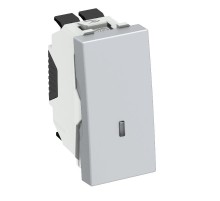 Переключатель одноклавишный с контрольной подсветкой 10A 250В 0,5 модуля, 45х22,5мм алюминиевый лак  6120930  OBO Bettermann