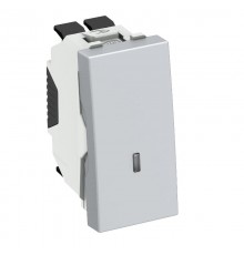 Переключатель одноклавишный с контрольной подсветкой 10A 250В 0,5 модуля, 45х22,5мм алюминиевый лак  6120930  OBO Bettermann