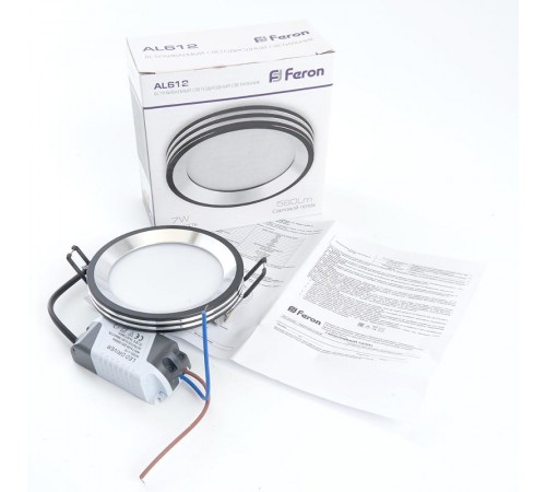 Светильник светодиодный встраиваемый декоративный AL612, 7W, 560 Lm, 4000К, черный  28912  FERON