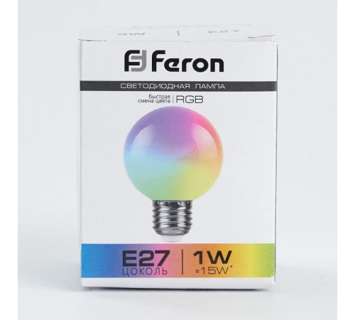Лампа светодиодная LB-37 (1W) 230V E27 RGB для белт лайта G45 матовый быстрая смена цвета  38126  Feron