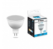 Лампа светодиодная LB-26 (7W) 230V G5.3 6400K MR16 матовая  25237  FERON