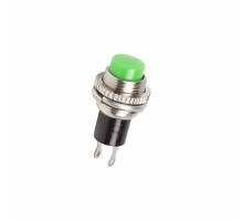 Выключатель-кнопка металл 220V 2А (2с) (ON)-OFF 10.2 зеленая Mini  36-3333  REXANT