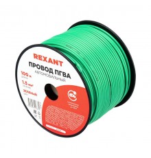 Провод ПГВА REXANT 1х1.50 мм, зеленый, бухта 100 м  01-6533  REXANT