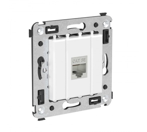 Компьютерная розетка RJ-45 без шторки в стену, кат.5e одинарная экранированная, "Avanti", "Белое облако"  4400763  DKC