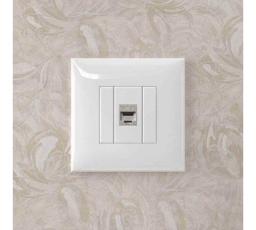 Компьютерная розетка RJ-45 без шторки в стену, кат.5e одинарная экранированная, "Avanti", "Белое облако"  4400763  DKC