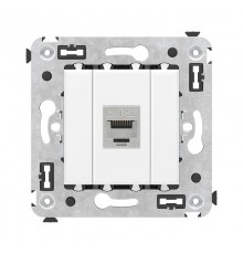 Компьютерная розетка RJ-45 без шторки в стену, кат.5e одинарная экранированная, "Avanti", "Белое облако"  4400763  DKC