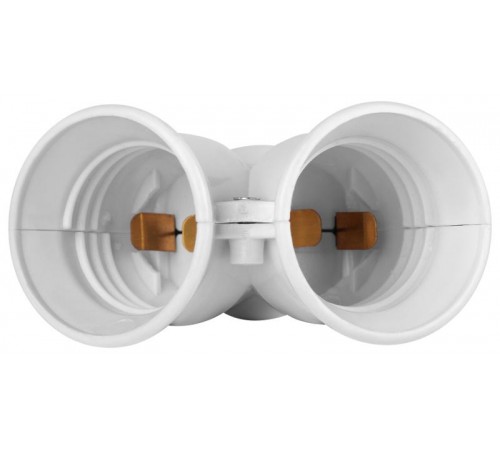 Патрон-разветвитель  цокольный Е27-2хЕ27 белый  Б0069587  ЭРА