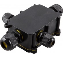 Коробка распределительная LD524 водонепроницаемая cоединительная Коробка 4 выхода с 4-х к коннектором,450V,140х100х36, черный  32247  FERON