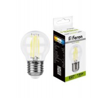 Лампа светодиодная, (15W) 230V E27 4000K прозрачная, LB-515  38253  FERON