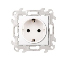 Simon 24 Белый Розетка 2К+З Schuko со шторками  2450432-030  Simon