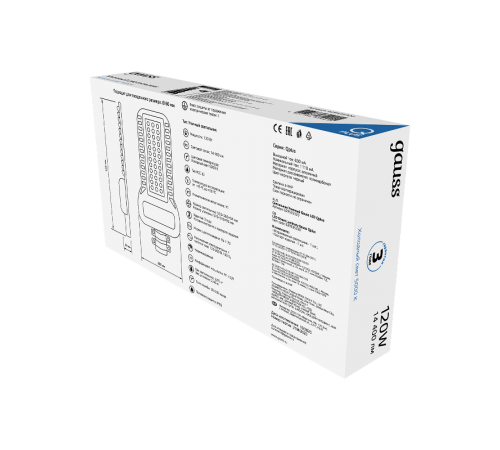 Светильник светодиодный консольный уличный Qplus 120W 14400lm 5000K 120-260V IP65 535*260*64мм черный КСС "Ш" LED 1/2  629535320  Gauss