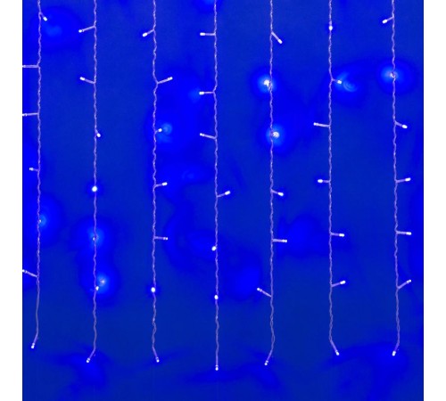 Занавес светодиодный  с контроллером ULD-C2030-240/DTA BLUE IP20   3х2м, 240 диодов. синий свет. шнур прозр.  07942  Uniel