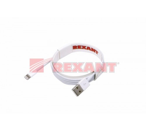 USB кабель для iPhone 5/6/7 моделей ОРИГИНАЛ (чип MFI) 1 м белый  18-0000  REXANT