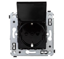 Розетка с крышкой в стену, 2P+E, "Avanti", "Черный квадрат"  4402013  DKC